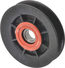 Fenner Drives - 17 Inside x 4" Outside Diam, 0.64" Wide Pulley Slot, Glass Reinforced Nylon Idler Pulley - 5L/B Belt Section, For Use with V-Belts - USA Tool & Supply