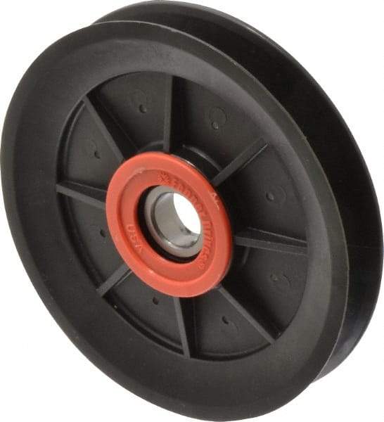 Fenner Drives - 17 Inside x 5.04" Outside Diam, 0.65" Wide Pulley Slot, Glass Reinforced Nylon Idler Pulley - 5L/B Belt Section, For Use with V-Belts - USA Tool & Supply