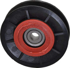 Fenner Drives - 3/8 Inside x 3" Outside Diam, 1/2" Wide Pulley Slot, Glass Reinforced Nylon Idler Pulley - 4L/A Belt Section, For Use with V-Belts - USA Tool & Supply