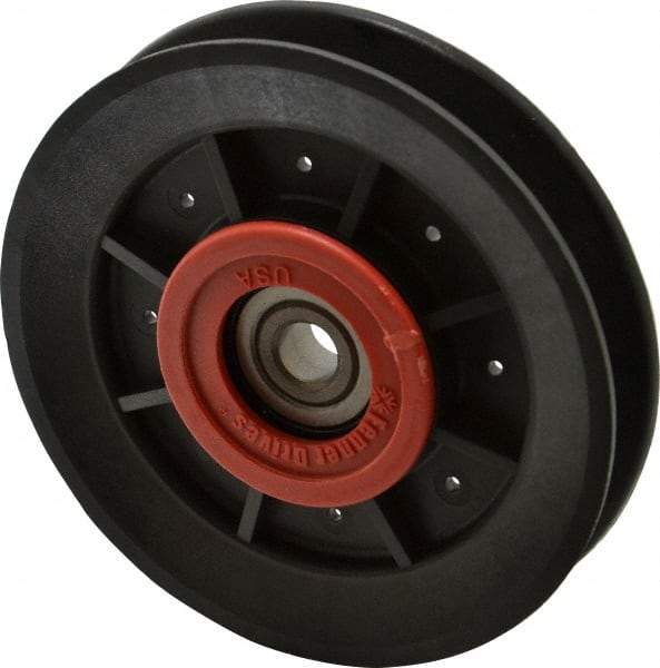 Fenner Drives - 3/8 Inside x 3.98" Outside Diam, 1/2" Wide Pulley Slot, Glass Reinforced Nylon Idler Pulley - 4L/A Belt Section, For Use with V-Belts - USA Tool & Supply