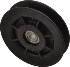 Fenner Drives - 3/8 Inside x 4" Outside Diam, 0.64" Wide Pulley Slot, Glass Reinforced Nylon Idler Pulley - 5L/B Belt Section, For Use with V-Belts - USA Tool & Supply