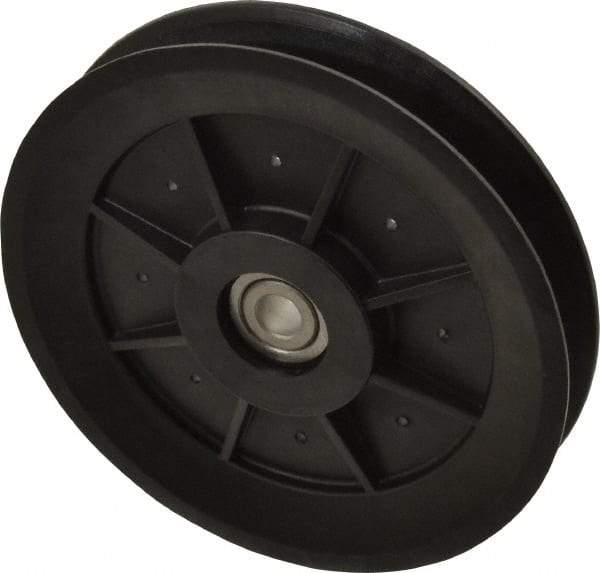 Fenner Drives - 3/8 Inside x 5.04" Outside Diam, 0.65" Wide Pulley Slot, Glass Reinforced Nylon Idler Pulley - 5L/B Belt Section, For Use with V-Belts - USA Tool & Supply