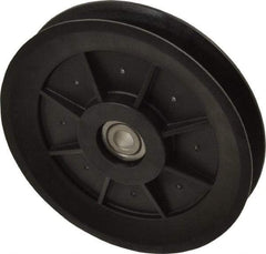 Fenner Drives - 3/8 Inside x 5.04" Outside Diam, 0.65" Wide Pulley Slot, Glass Reinforced Nylon Idler Pulley - 5L/B Belt Section, For Use with V-Belts - USA Tool & Supply