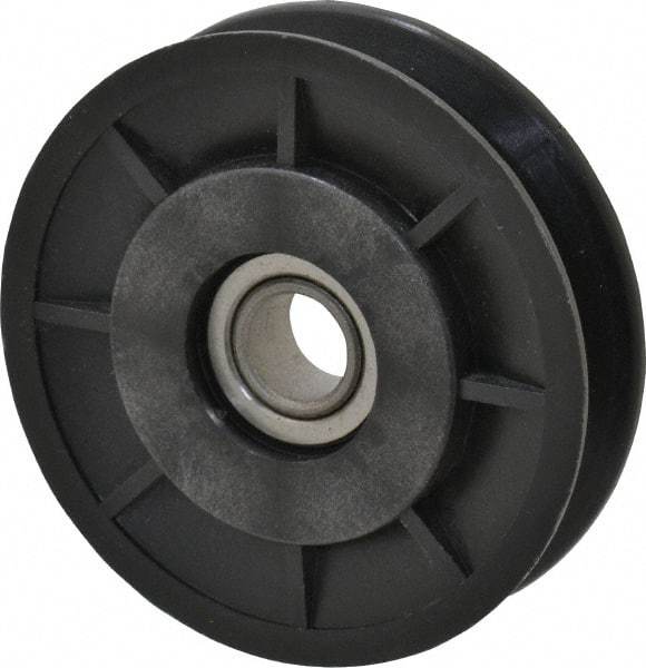 Fenner Drives - 1/2 Inside x 3" Outside Diam, 1/2" Wide Pulley Slot, Glass Reinforced Nylon Idler Pulley - 4L/A Belt Section, For Use with V-Belts - USA Tool & Supply