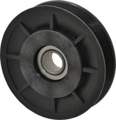 Fenner Drives - 1/2 Inside x 3" Outside Diam, 1/2" Wide Pulley Slot, Glass Reinforced Nylon Idler Pulley - 4L/A Belt Section, For Use with V-Belts - USA Tool & Supply