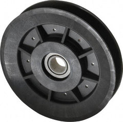 Fenner Drives - 1/2 Inside x 3.98" Outside Diam, 1/2" Wide Pulley Slot, Glass Reinforced Nylon Idler Pulley - 4L/A Belt Section, For Use with V-Belts - USA Tool & Supply