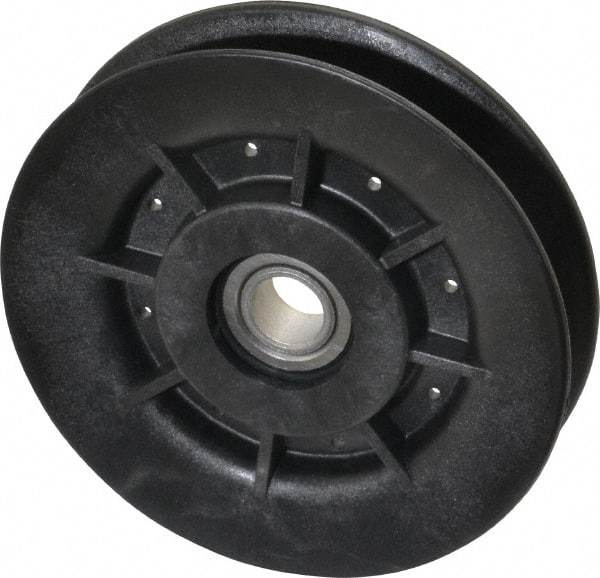 Fenner Drives - 1/2 Inside x 4" Outside Diam, 0.64" Wide Pulley Slot, Glass Reinforced Nylon Idler Pulley - 5L/B Belt Section, For Use with V-Belts - USA Tool & Supply