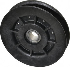 Fenner Drives - 1/2 Inside x 4" Outside Diam, 0.64" Wide Pulley Slot, Glass Reinforced Nylon Idler Pulley - 5L/B Belt Section, For Use with V-Belts - USA Tool & Supply