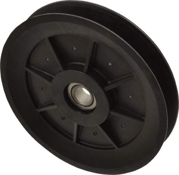 Fenner Drives - 1/2 Inside x 5.04" Outside Diam, 0.65" Wide Pulley Slot, Glass Reinforced Nylon Idler Pulley - 5L/B Belt Section, For Use with V-Belts - USA Tool & Supply
