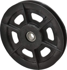 Fenner Drives - 1/2 Inside x 6.03" Outside Diam, 1/2" Wide Pulley Slot, Glass Reinforced Nylon Idler Pulley - 4L/A Belt Section, For Use with V-Belts - USA Tool & Supply