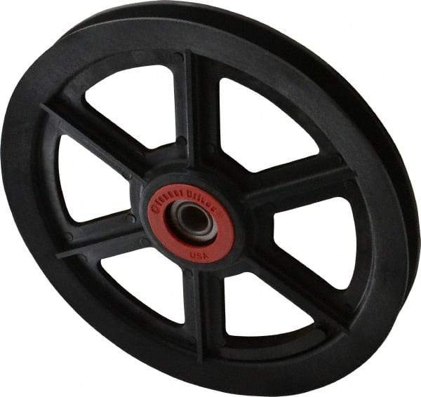 Fenner Drives - 1/2 Inside x 7-1/2" Outside Diam, 0.54" Wide Pulley Slot, Glass Reinforced Nylon Idler Pulley - 4L/A Belt Section, For Use with V-Belts - USA Tool & Supply