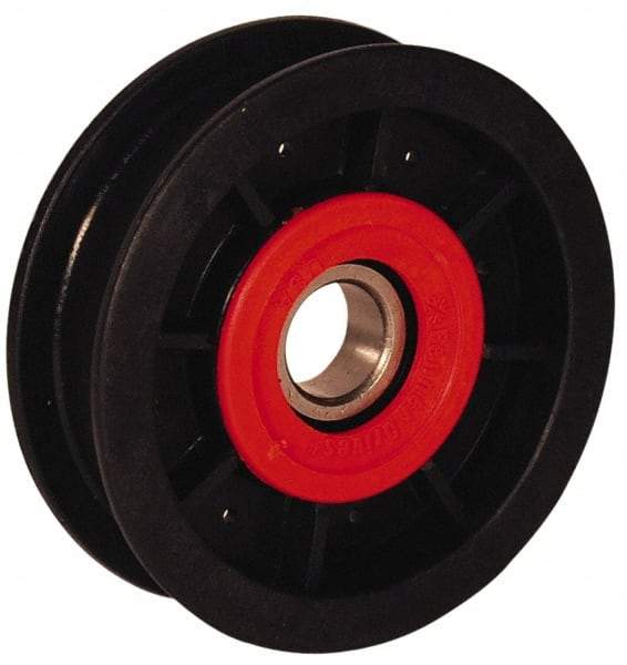 Fenner Drives - 17 Inside x 2.76" Outside Diam, 0.82" Wide Pulley Slot, Glass Reinforced Nylon Idler Pulley - For Use with Flat Belts, 5/8" Wide - USA Tool & Supply