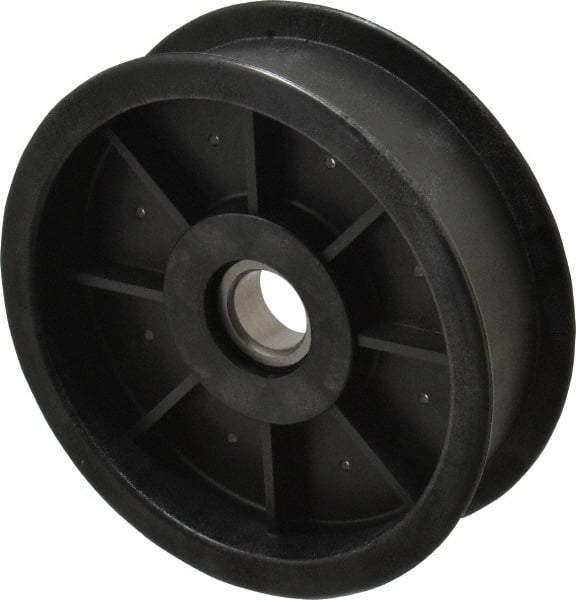 Fenner Drives - 17 Inside x 4-1/2" Outside Diam, 1.09" Wide Pulley Slot, Glass Reinforced Nylon Idler Pulley - For Use with Flat Belts, 29/32" Wide - USA Tool & Supply