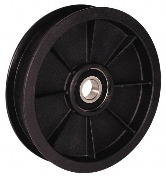 Fenner Drives - 3/8 Inside x 4.82" Outside Diam, 0.73" Wide Pulley Slot, Glass Reinforced Nylon Idler Pulley - 11/16" Belt Size Diam, For Use with Round Belts - USA Tool & Supply