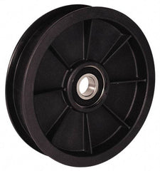 Fenner Drives - 3/8 Inside x 4.82" Outside Diam, 0.73" Wide Pulley Slot, Glass Reinforced Nylon Idler Pulley - 11/16" Belt Size Diam, For Use with Round Belts - USA Tool & Supply
