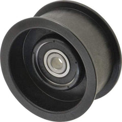 Fenner Drives - 3/8 Inside x 3.38" Outside Diam, 1.38" Wide Pulley Slot, Glass Reinforced Nylon Idler Pulley - For Use with Flat Belts, 1-1/8" Wide - USA Tool & Supply