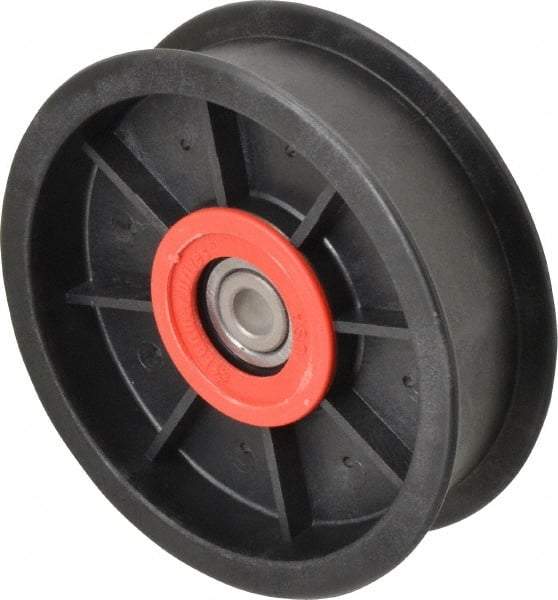 Fenner Drives - 3/8 Inside x 4-1/2" Outside Diam, 1.09" Wide Pulley Slot, Glass Reinforced Nylon Idler Pulley - For Use with Flat Belts, 29/32" Wide - USA Tool & Supply