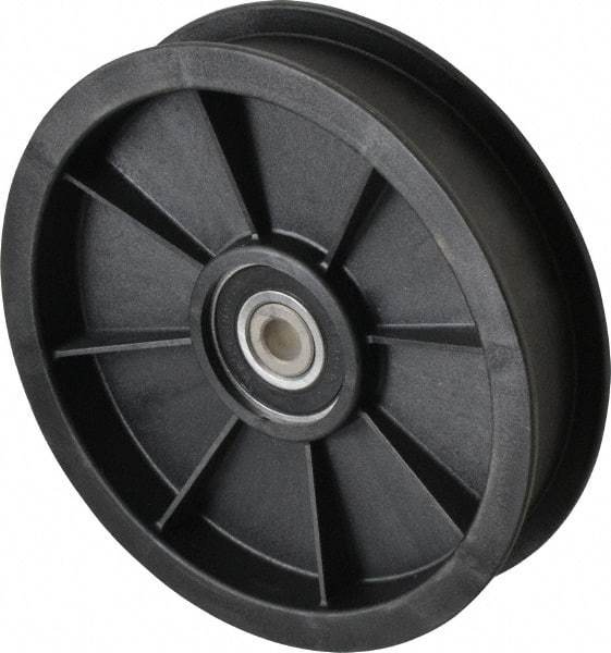 Fenner Drives - 3/8 Inside x 5.56" Outside Diam, 1.02" Wide Pulley Slot, Glass Reinforced Nylon Idler Pulley - For Use with Flat Belts, 7/8" Wide - USA Tool & Supply