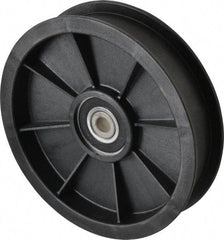 Fenner Drives - 3/8 Inside x 5.56" Outside Diam, 1.02" Wide Pulley Slot, Glass Reinforced Nylon Idler Pulley - For Use with Flat Belts, 7/8" Wide - USA Tool & Supply