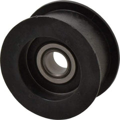 Fenner Drives - 1/2 Inside x 2.35" Outside Diam, 0.98" Wide Pulley Slot, Glass Reinforced Nylon Idler Pulley - For Use with Flat Belts, 7/8" Wide - USA Tool & Supply
