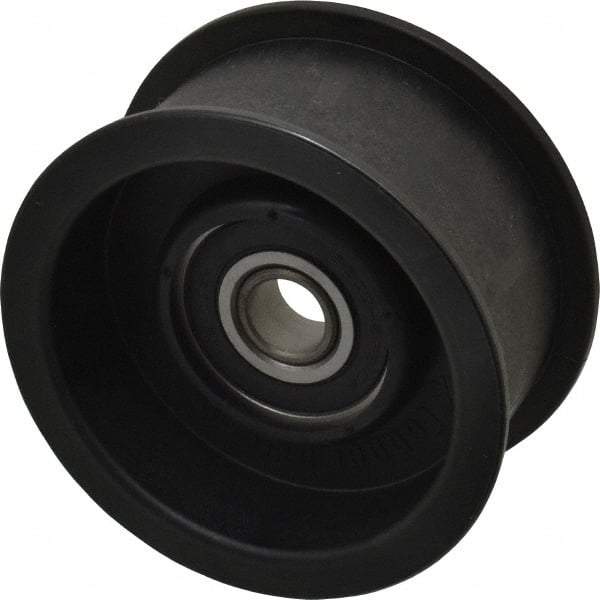 Fenner Drives - 1/2 Inside x 3.38" Outside Diam, 1.38" Wide Pulley Slot, Glass Reinforced Nylon Idler Pulley - For Use with Flat Belts, 1-1/8" Wide - USA Tool & Supply