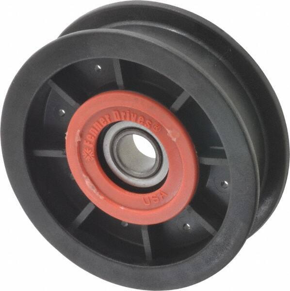 Fenner Drives - 1/2 Inside x 3-1/2" Outside Diam, 0.77" Wide Pulley Slot, Glass Reinforced Nylon Idler Pulley - For Use with Flat Belts, 5/8" Wide - USA Tool & Supply