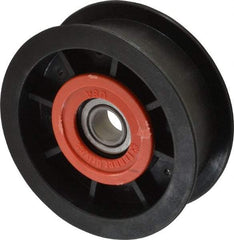Fenner Drives - 1/2 Inside x 3-1/2" Outside Diam, 1" Wide Pulley Slot, Glass Reinforced Nylon Idler Pulley - For Use with Flat Belts, 13/16" Wide - USA Tool & Supply