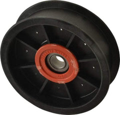 Fenner Drives - 1/2 Inside x 4-1/2" Outside Diam, 1.09" Wide Pulley Slot, Glass Reinforced Nylon Idler Pulley - For Use with Flat Belts, 29/32" Wide - USA Tool & Supply
