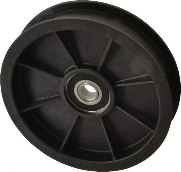 Fenner Drives - 1/2 Inside x 5.56" Outside Diam, 1.02" Wide Pulley Slot, Glass Reinforced Nylon Idler Pulley - For Use with Flat Belts, 7/8" Wide - USA Tool & Supply