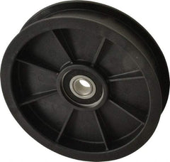 Fenner Drives - 1/2 Inside x 5.56" Outside Diam, 1.02" Wide Pulley Slot, Glass Reinforced Nylon Idler Pulley - For Use with Flat Belts, 7/8" Wide - USA Tool & Supply