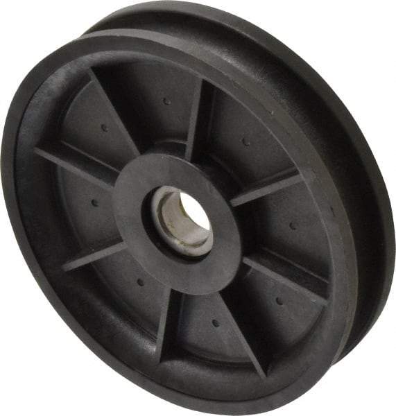 Fenner Drives - 17 Inside x 4.8" Outside Diam, 0.53" Wide Pulley Slot, Glass Reinforced Nylon Idler Pulley - 1/2" Belt Size Diam, For Use with Round Belts - USA Tool & Supply