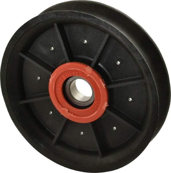 Fenner Drives - 17 Inside x 4.82" Outside Diam, 0.73" Wide Pulley Slot, Glass Reinforced Nylon Idler Pulley - 11/16" Belt Size Diam, For Use with Round Belts - USA Tool & Supply