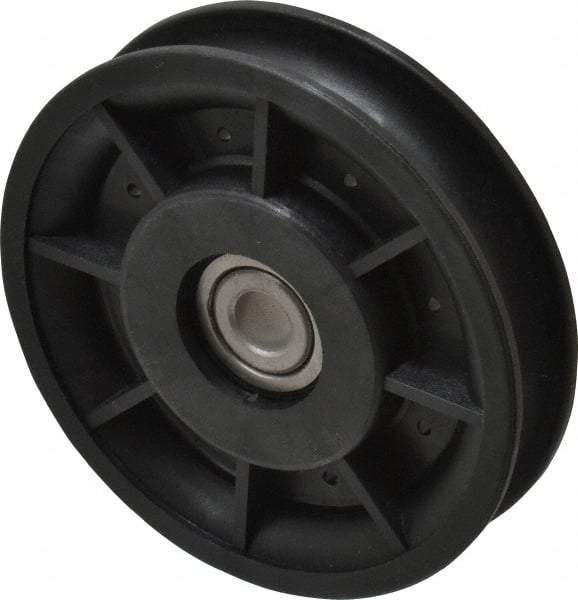 Fenner Drives - 3/8 Inside x 3-1/2" Outside Diam, 0.53" Wide Pulley Slot, Glass Reinforced Nylon Idler Pulley - 1/2" Belt Size Diam, For Use with Round Belts - USA Tool & Supply