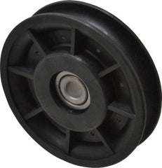 Fenner Drives - 3/8 Inside x 3-1/2" Outside Diam, 0.53" Wide Pulley Slot, Glass Reinforced Nylon Idler Pulley - 1/2" Belt Size Diam, For Use with Round Belts - USA Tool & Supply
