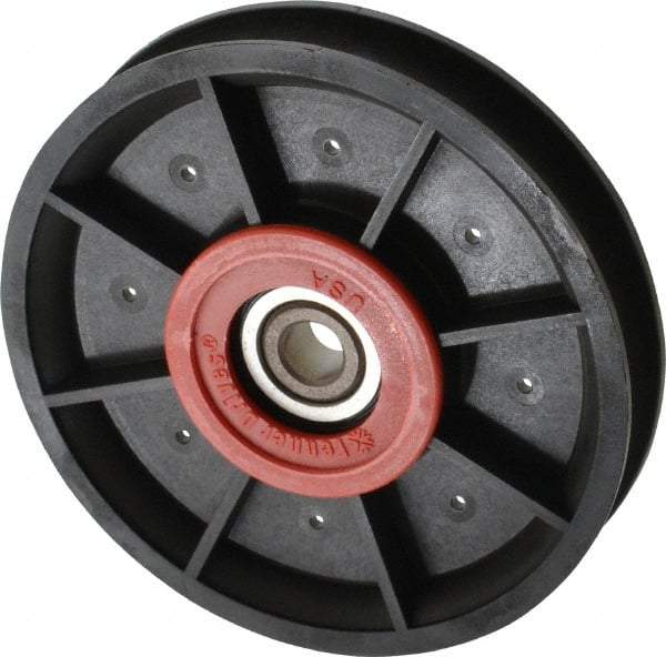 Fenner Drives - 3/8 Inside x 4.12" Outside Diam, 0.53" Wide Pulley Slot, Glass Reinforced Nylon Idler Pulley - 1/2" Belt Size Diam, For Use with Round Belts - USA Tool & Supply