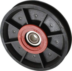 Fenner Drives - 3/8 Inside x 4.12" Outside Diam, 0.53" Wide Pulley Slot, Glass Reinforced Nylon Idler Pulley - 1/2" Belt Size Diam, For Use with Round Belts - USA Tool & Supply