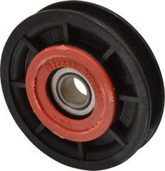Fenner Drives - 1/2 Inside x 3.05" Outside Diam, 0.4" Wide Pulley Slot, Glass Reinforced Nylon Idler Pulley - 3/8" Belt Size Diam, For Use with Round Belts - USA Tool & Supply
