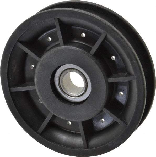 Fenner Drives - 1/2 Inside x 3-1/2" Outside Diam, 0.53" Wide Pulley Slot, Glass Reinforced Nylon Idler Pulley - 1/2" Belt Size Diam, For Use with Round Belts - USA Tool & Supply