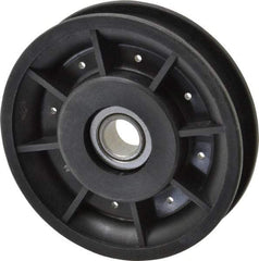 Fenner Drives - 1/2 Inside x 3-1/2" Outside Diam, 0.53" Wide Pulley Slot, Glass Reinforced Nylon Idler Pulley - 1/2" Belt Size Diam, For Use with Round Belts - USA Tool & Supply