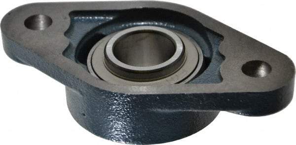 Value Collection - 130mm OAL2-Bolt Flange Bearing - 3100 Lb Dyn Cap, Cast Iron - USA Tool & Supply