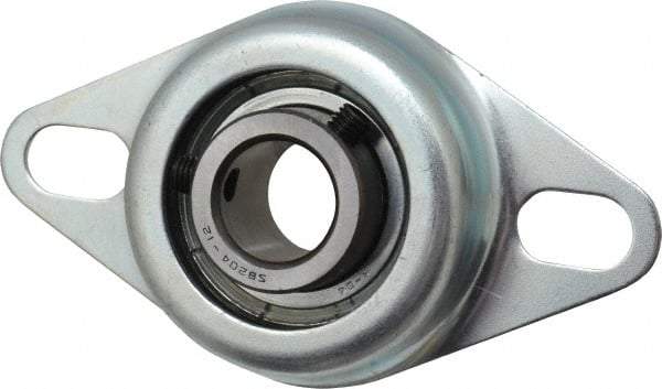 Value Collection - 3/4" ID, 1.2205" OAL x 4-1/2" OAH 2-Bolt Flange - 1,650 Lb Static Cap, 2,830 Lb Dyn Cap, 3-3/8" Btw Mnt Hole Ctrs, Stamped Steel Rubber Mount - USA Tool & Supply