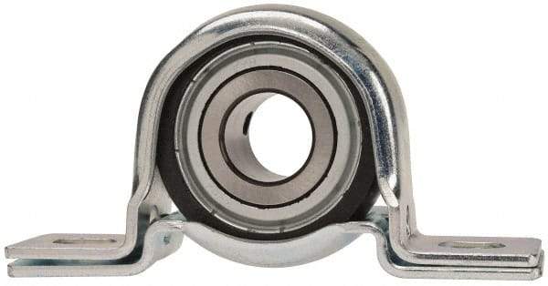 Value Collection - 3/4" ID, 4-1/4" OAL x 2-7/32" OAH Pillow Block - 1,650 Lb Static Cap, 2,830 Lb Dyn Cap, 3.3906" Btw Mnt Hole Ctrs, 1-1/8" Base-to-Ctr Ht, Stamped Steel Rubber Mount - USA Tool & Supply