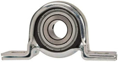 Value Collection - 3/4" ID, 4-1/4" OAL x 2-7/32" OAH Pillow Block - 1,650 Lb Static Cap, 2,830 Lb Dyn Cap, 3.3906" Btw Mnt Hole Ctrs, 1-1/8" Base-to-Ctr Ht, Stamped Steel Rubber Mount - USA Tool & Supply