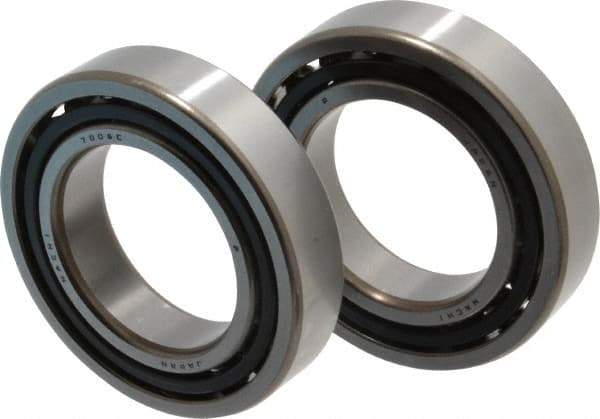 Nachi - 40mm Bore Diam, 68mm OD, Open Angular Contact Radial Ball Bearing - 15mm Wide, 1 Row, Round Bore, 32,000 Nm Static Capacity, 33,500 Nm Dynamic Capacity - USA Tool & Supply