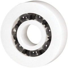 Made in USA - 1/4" Bore Diam, 3/4" OD, Open Plastic Race Radial Ball Bearing - 7/32" Wide, 1 Row, Round Bore, 17 Lb Static Capacity, 26 Lb Dynamic Capacity - USA Tool & Supply