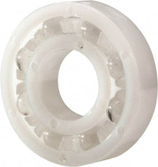 Made in USA - 3/8" Bore Diam, 7/8" OD, Open Plastic Race Radial Ball Bearing - 7/32" Wide, 1 Row, Round Bore, 33 Lb Static Capacity, 42 Lb Dynamic Capacity - USA Tool & Supply