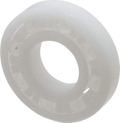 Made in USA - 1/2" Bore Diam, 1-1/8" OD, Open Plastic Race Radial Ball Bearing - 1/4" Wide, 1 Row, Round Bore, 43 Lb Static Capacity, 55 Lb Dynamic Capacity - USA Tool & Supply
