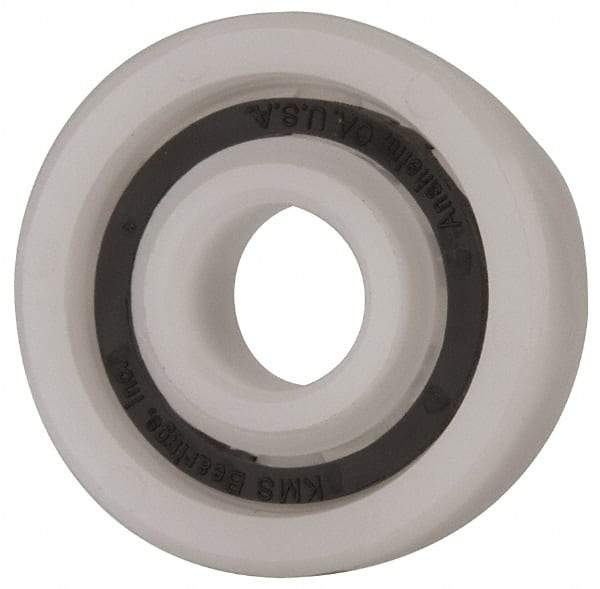 Made in USA - 3/8" Bore Diam, 1-1/8" OD, Open Plastic Race Radial Ball Bearing - 3/8" Wide, 1 Row, Round Bore, 43 Lb Static Capacity, 55 Lb Dynamic Capacity - USA Tool & Supply