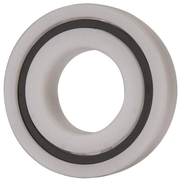 Made in USA - 1" Bore Diam, 2" OD, Open Plastic Race Radial Ball Bearing - 1/2" Wide, 1 Row, Round Bore, 61 Lb Static Capacity, 92 Lb Dynamic Capacity - USA Tool & Supply