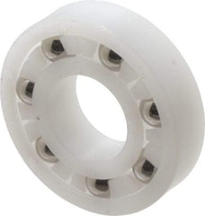 Made in USA - 3/8" Bore Diam, 7/8" OD, Open Plastic Race Radial Ball Bearing - 7/32" Wide, 1 Row, Round Bore, 33 Lb Static Capacity, 42 Lb Dynamic Capacity - USA Tool & Supply